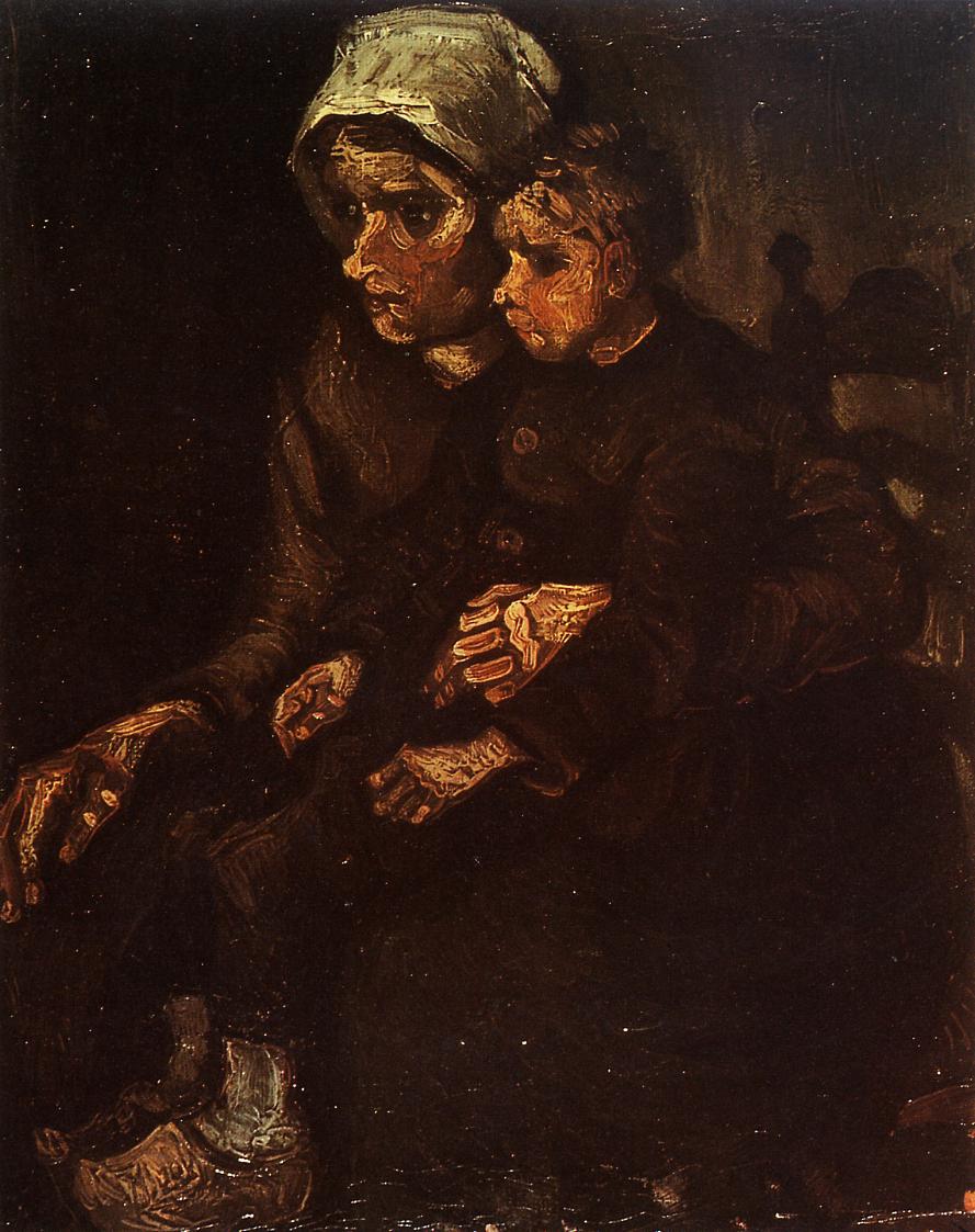 Картина Ван Гога Крестьянка с ребенком на коленях 1885
